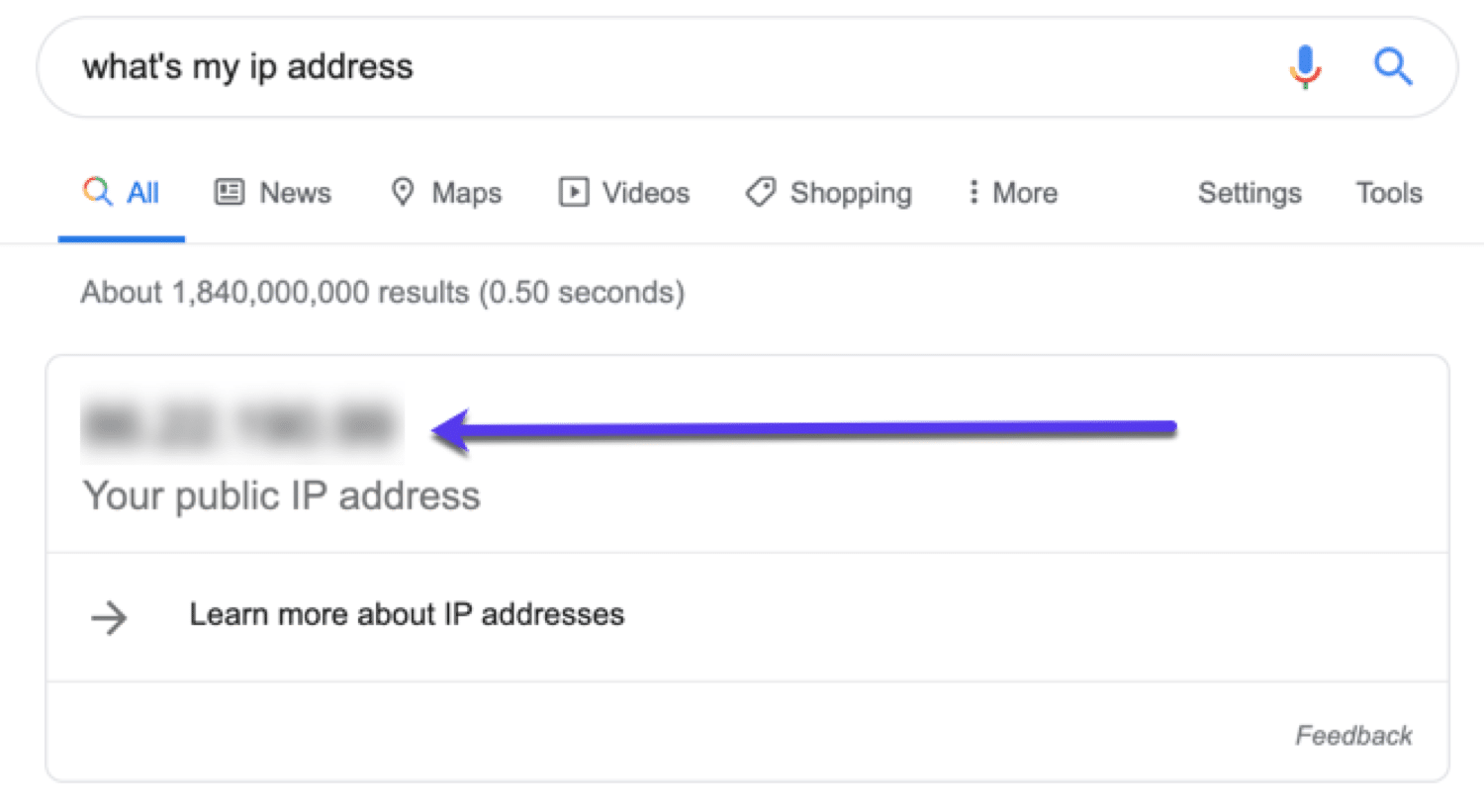 Use Google to quickly find your IP address