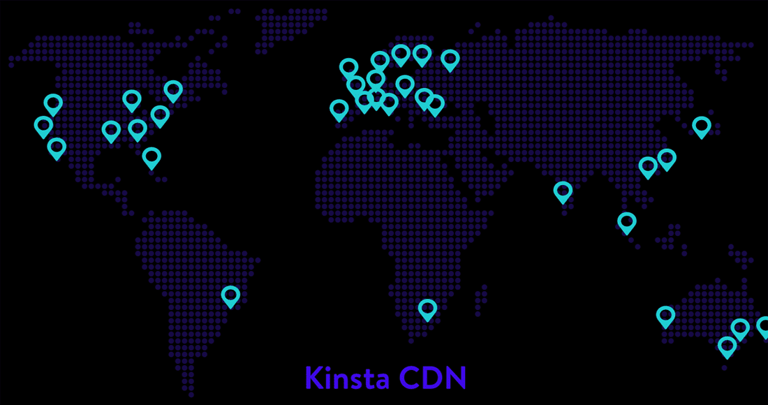 Kinsta CDN med PoP'er fremhævet