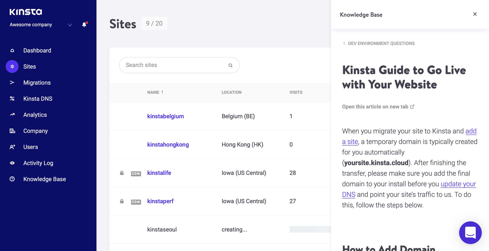 Be sure to read through Kinsta's go-live checklist during site creation.