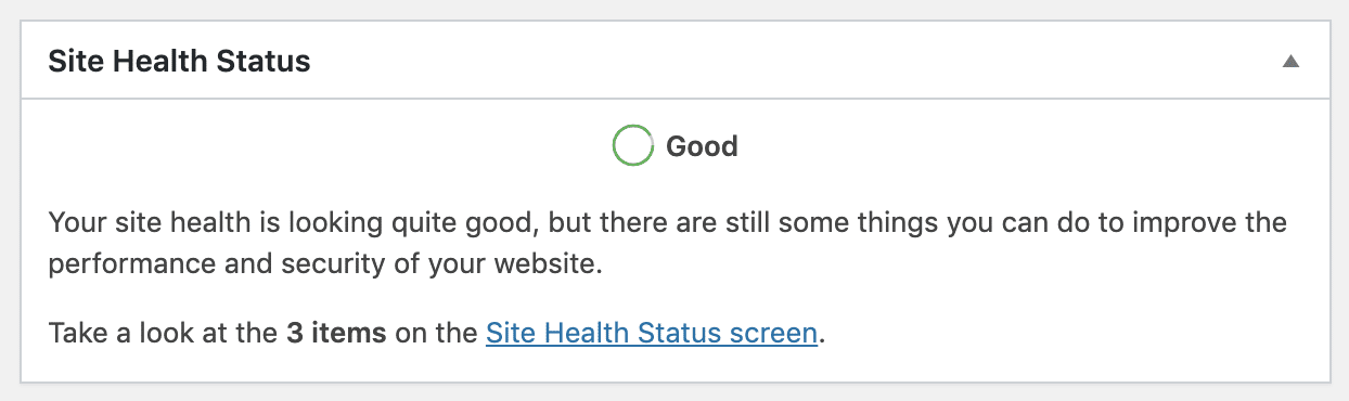 The new Site Health Status widget