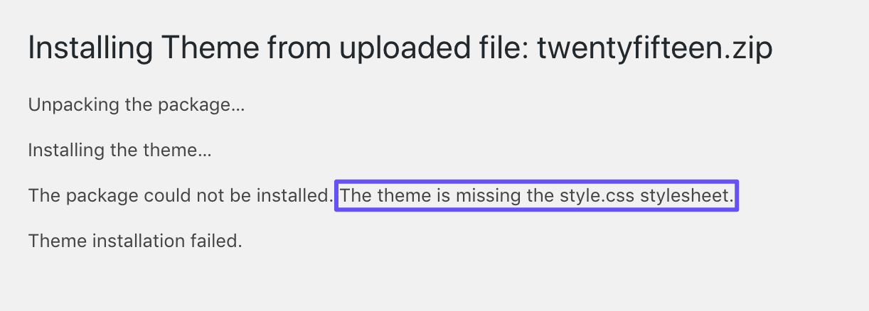 theme missing stylesheet