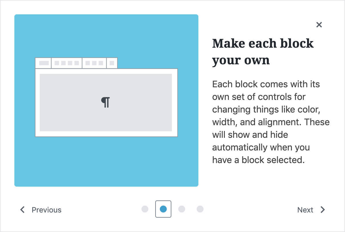 WordPress 5.4: Welcome modal