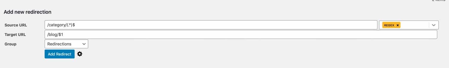 Setting up a wildcard redirect with the Redirection plugin