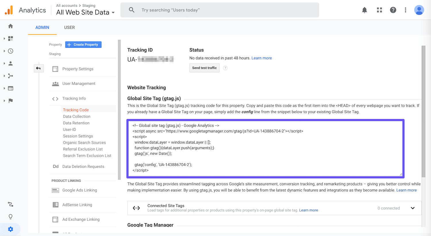 Copier le code de Google Site Tag