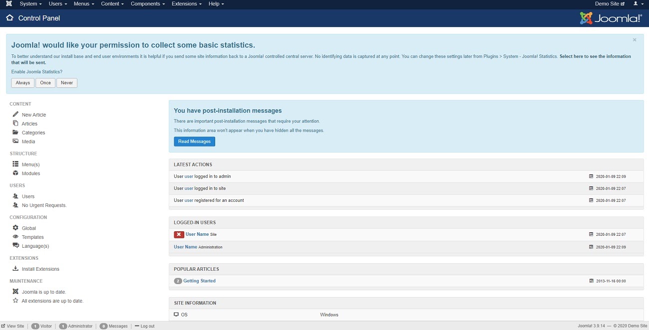 joomla interface