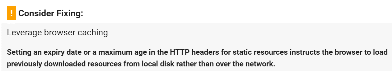 Leverage Browser Caching advarsel i Google PageSpeed Insights