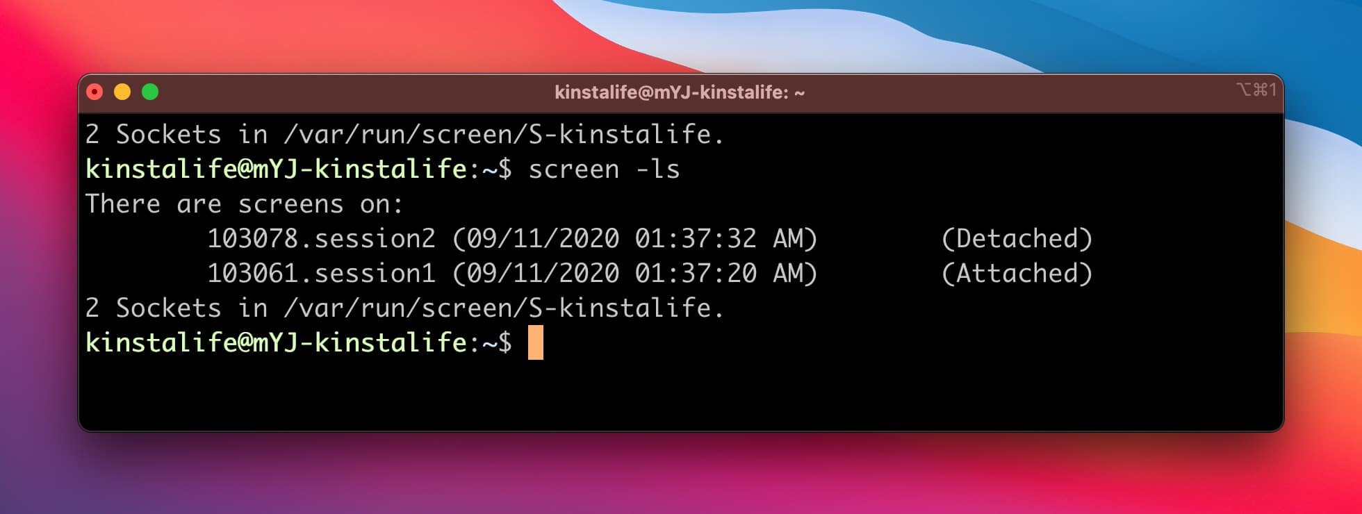 Resume a Linux screen.