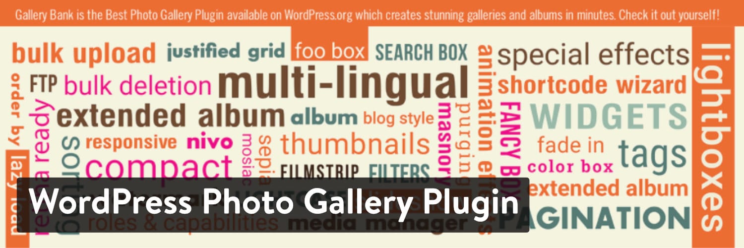 Extension WordPress Photo Gallery by Gallery Bank.