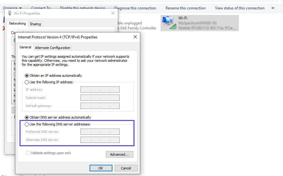 dns server addresses