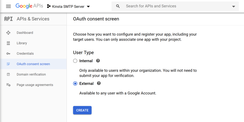 Create an external consent screen