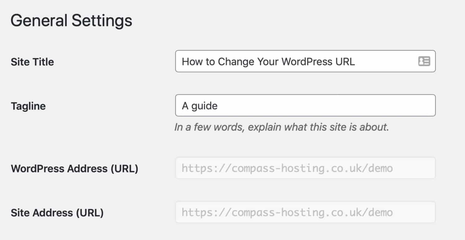 Wordpress Change Url - General Settings Url Grayed Out