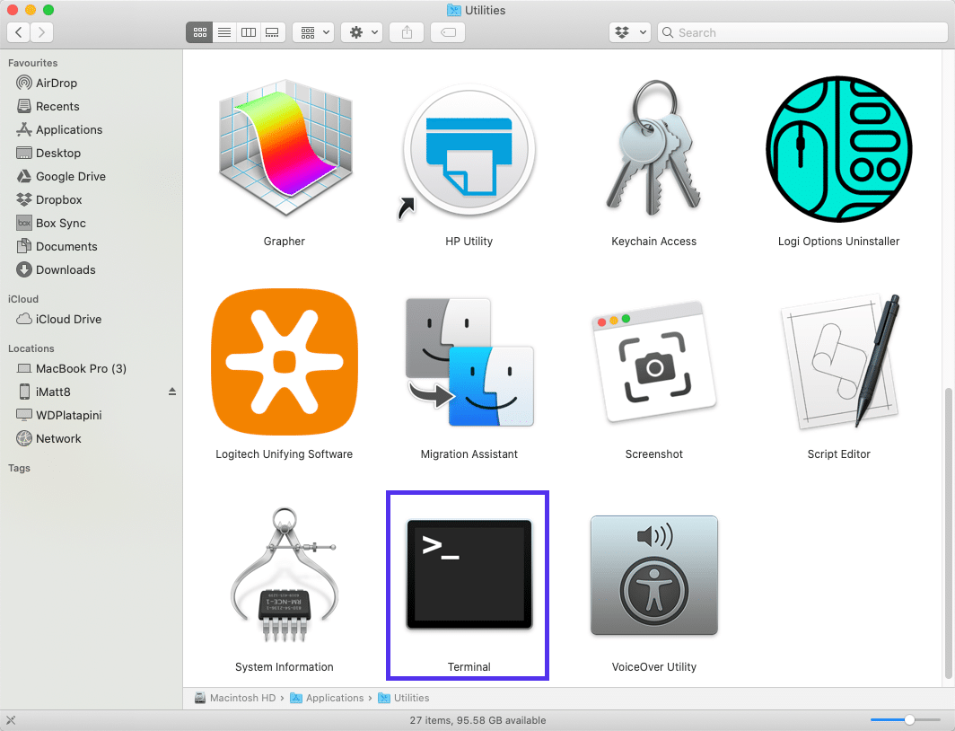 The Terminal app on Mac