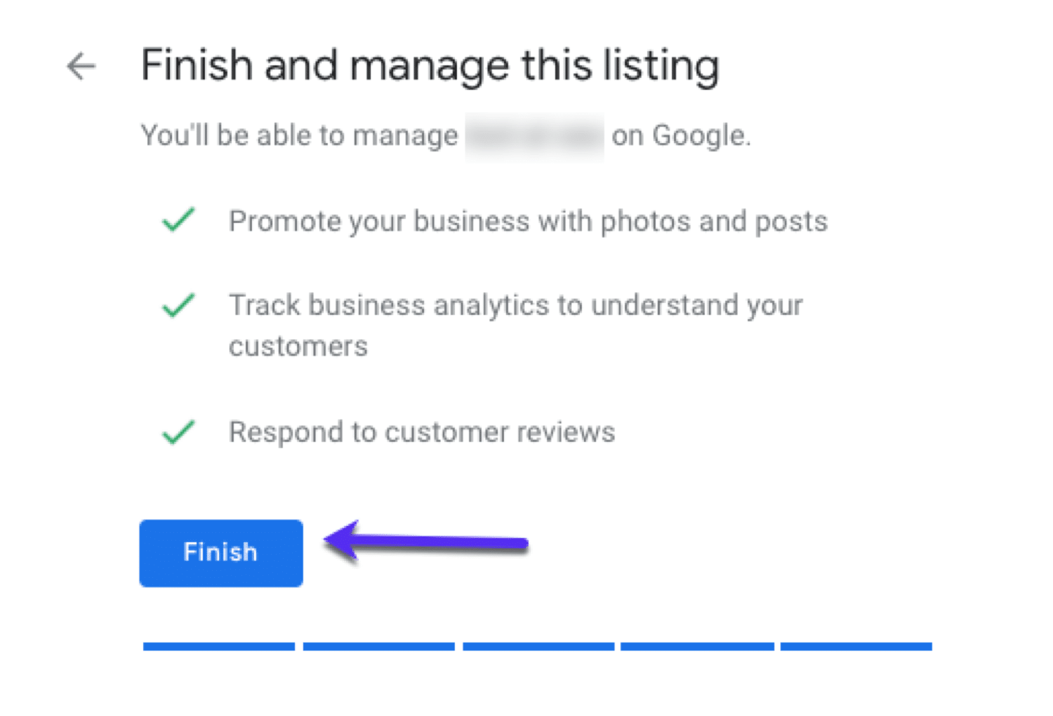 Finish and manage your GMB listing