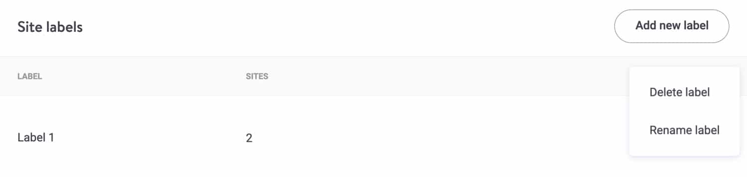 Rename and delete site labels.