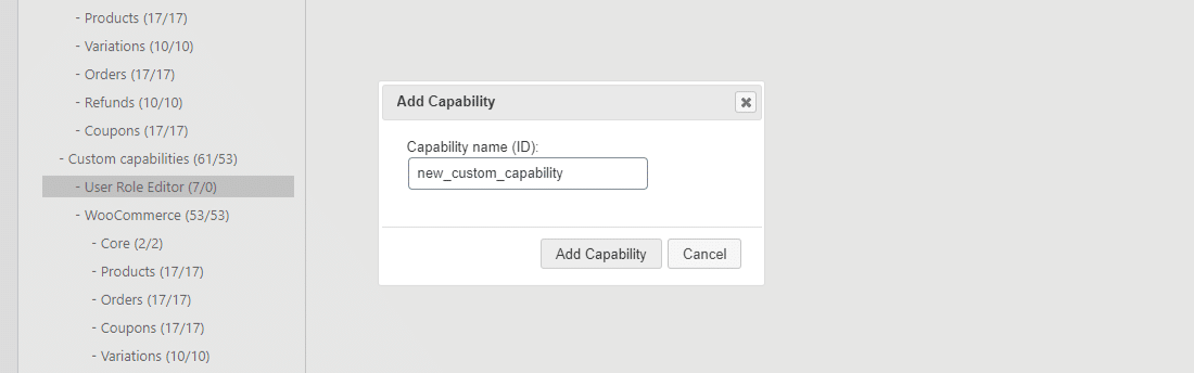 Adding a new capability in User Role Editor