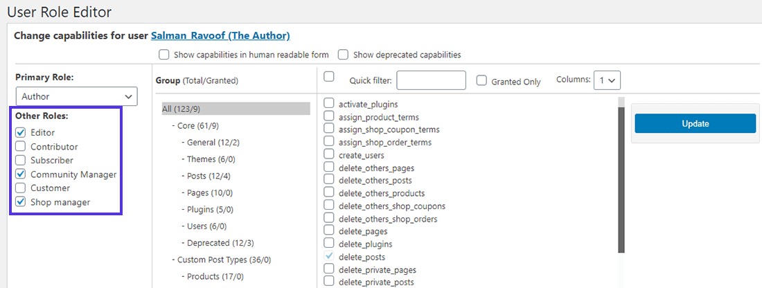 Assigning multiple roles to the same user