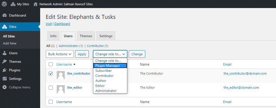 Assigning the new user role to existing users on subsites