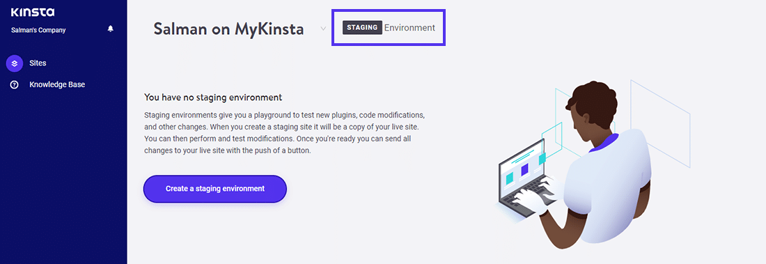 The 'Site Developer' dashboard in MyKinsta