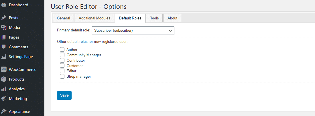 Set the default role for new users
