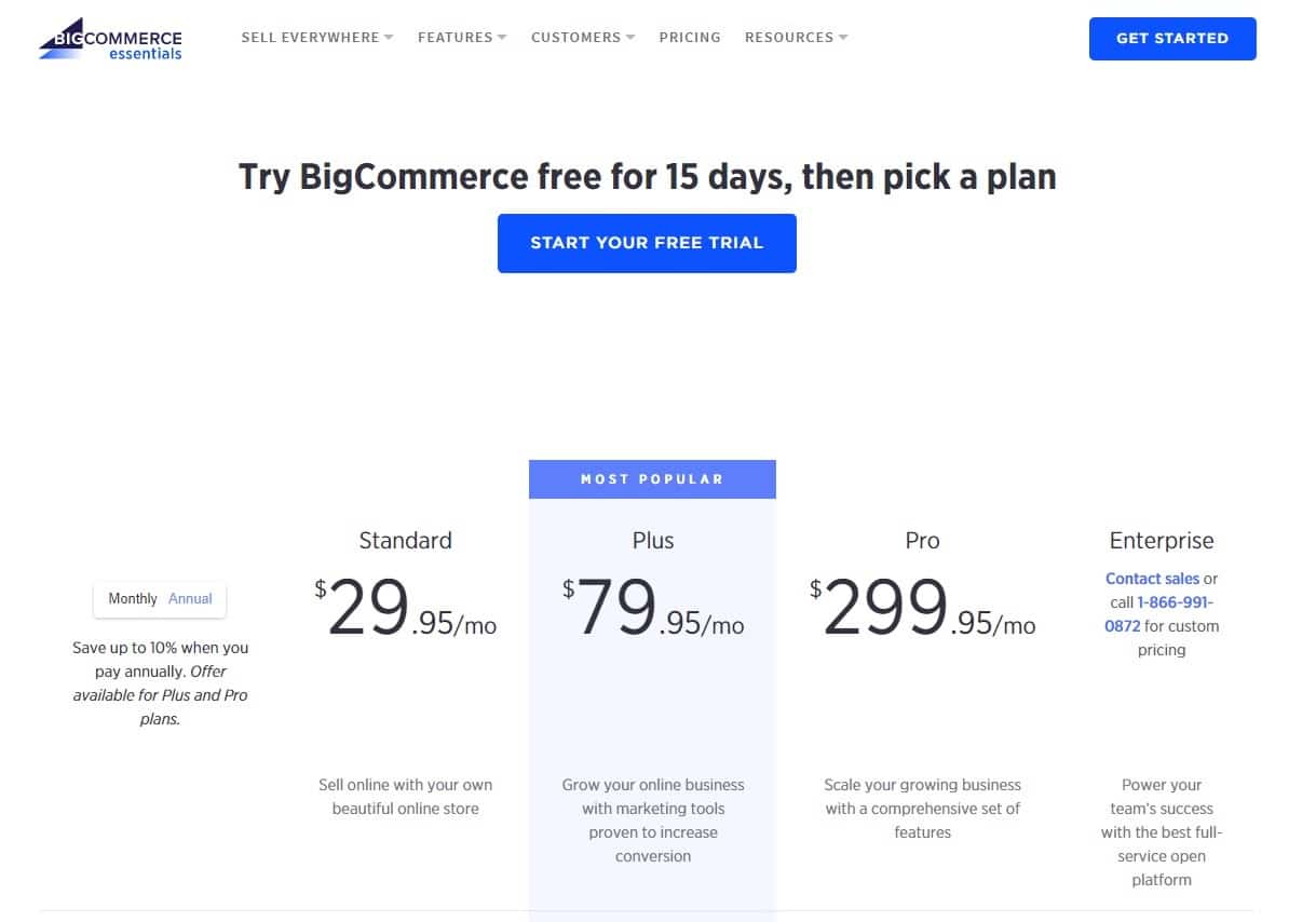 bigcommerce plans pricing