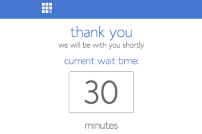 Un tempo di attesa di 30 minuti per l'assistenza Bluehost.