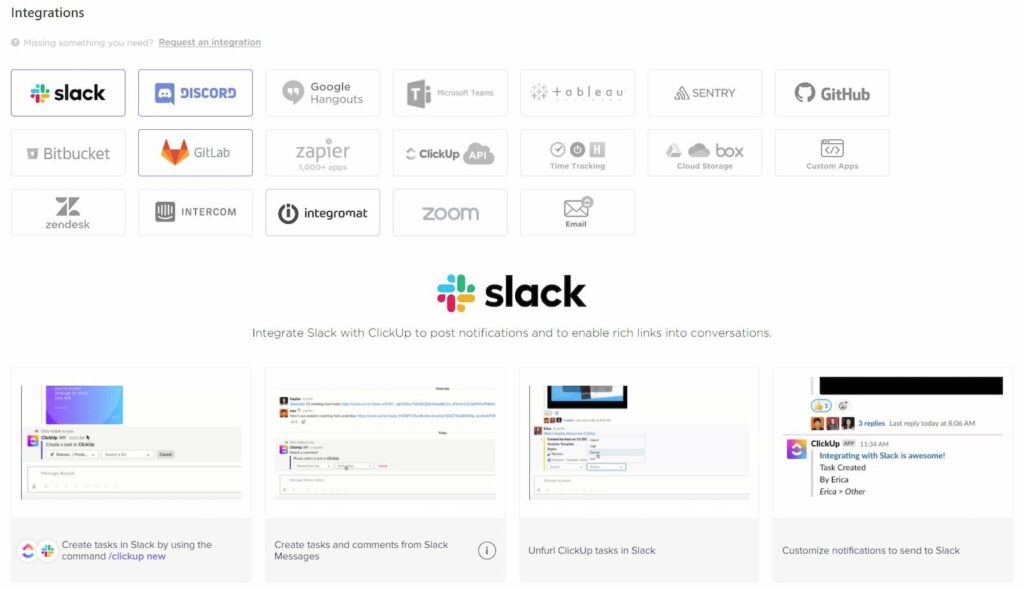 Integraciones de ClickUp