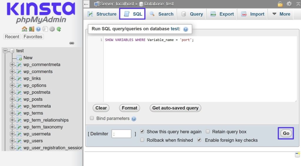 How to find the MySQL port in phpMyAdmin