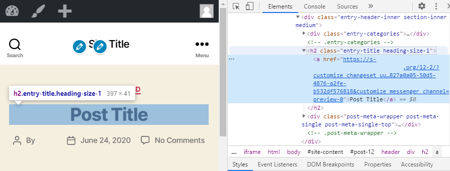 Editing post title CSS class