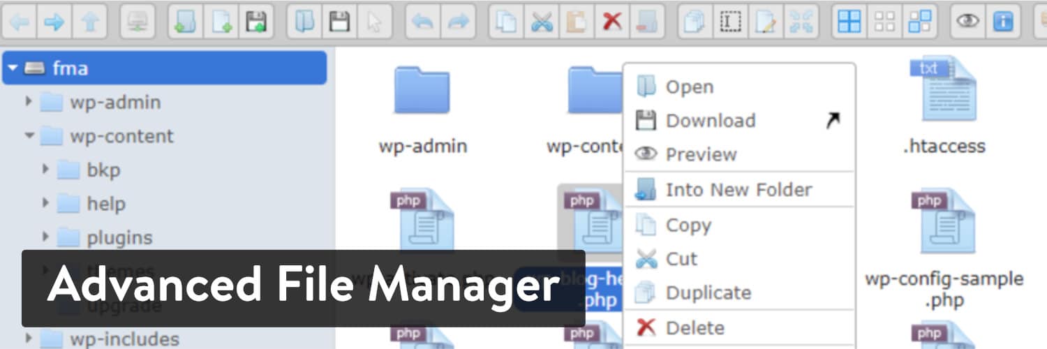 WordPress-pluginet Advanced File Manager WordPress