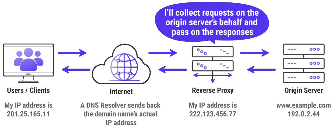 Infographic showing how a reverse proxy works