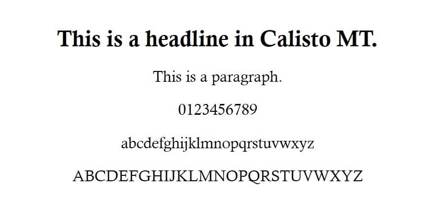 Eksempel på Calisto MT-font