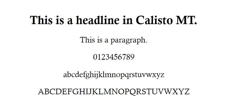 Calisto mt font for google docs