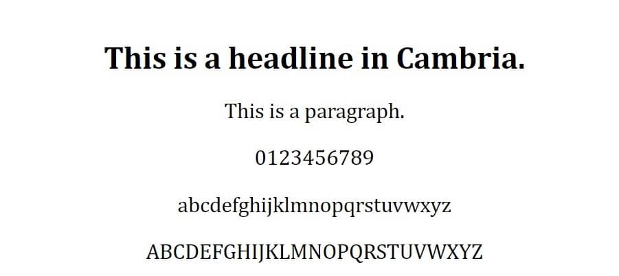 cambria font - web safe fonts