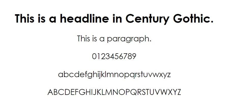 century gothic font - web safe fonts
