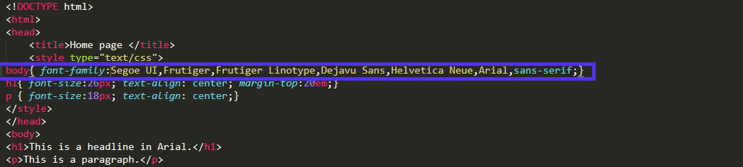 Body CSS selector font family