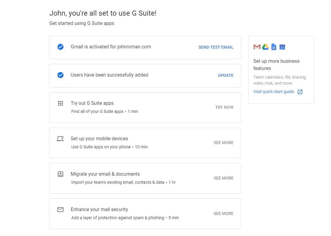 Finalizing Google Workspace business email