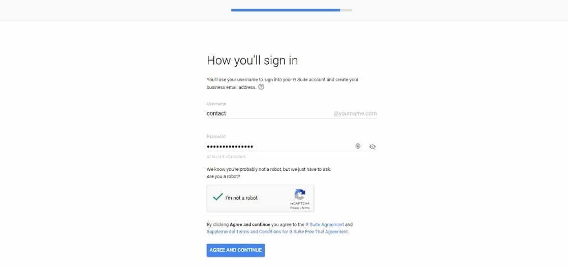 Google Workspace finalize signup domain