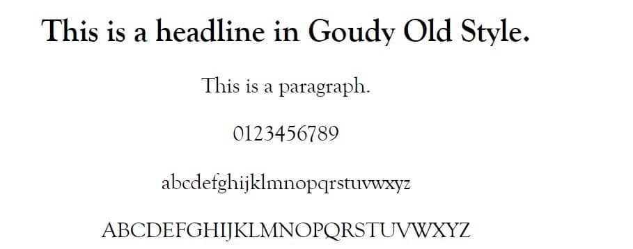 Eksempel på Goudy Old Style font