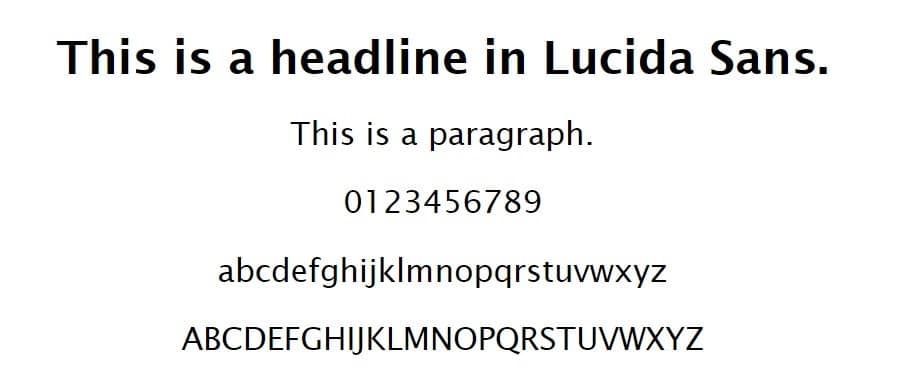 Eksempel på Lucida Sans font