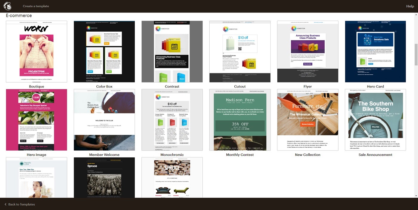 mailchimp ecommerce templates