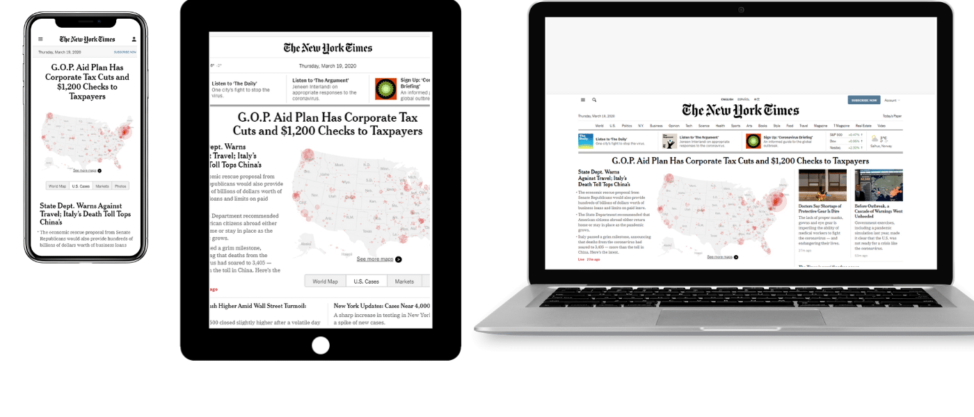 NYT på mobil, tablet og bærbar computer