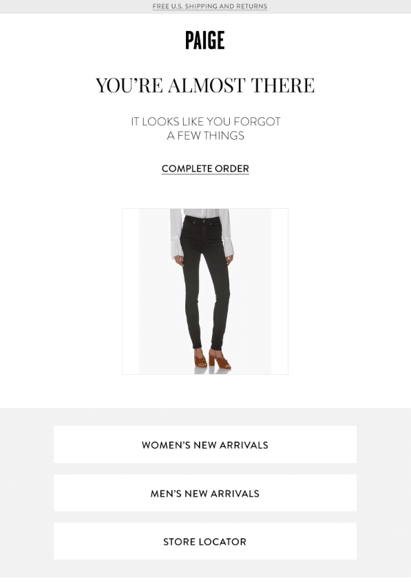 Paige Denim - forladt indkøbsvogn e-mail 