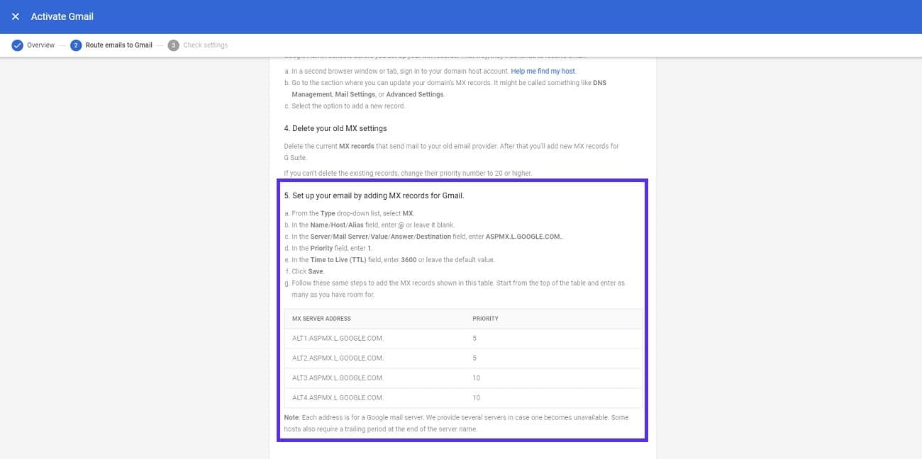 Google Workspace MX Records