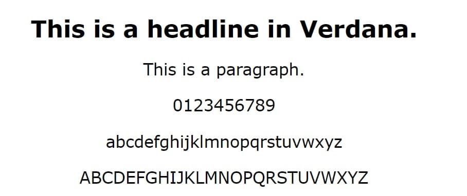 verdana font - web safe fonts