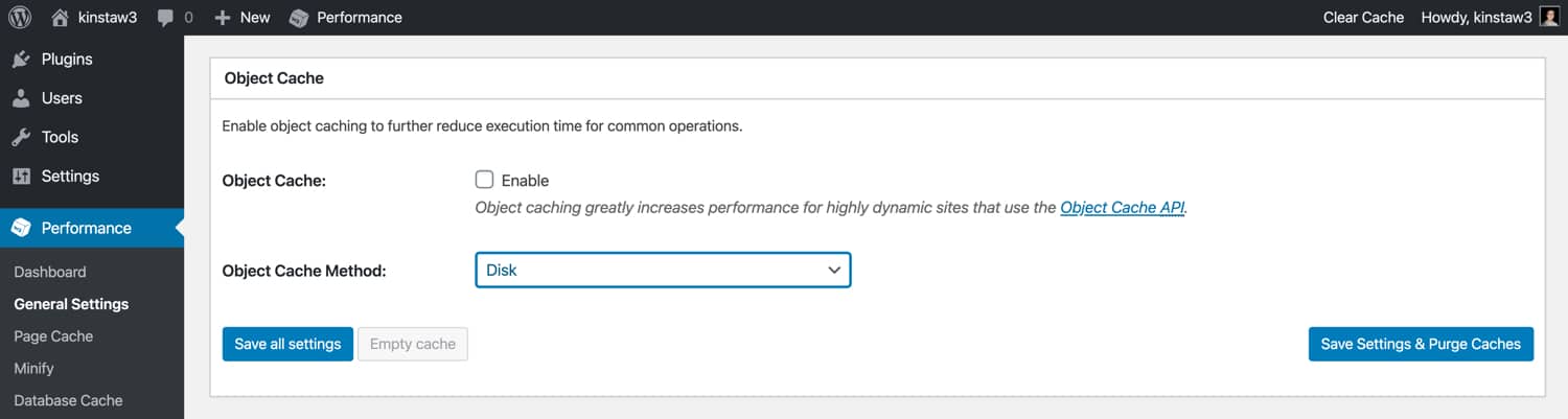 W3 Total Cache object cache.