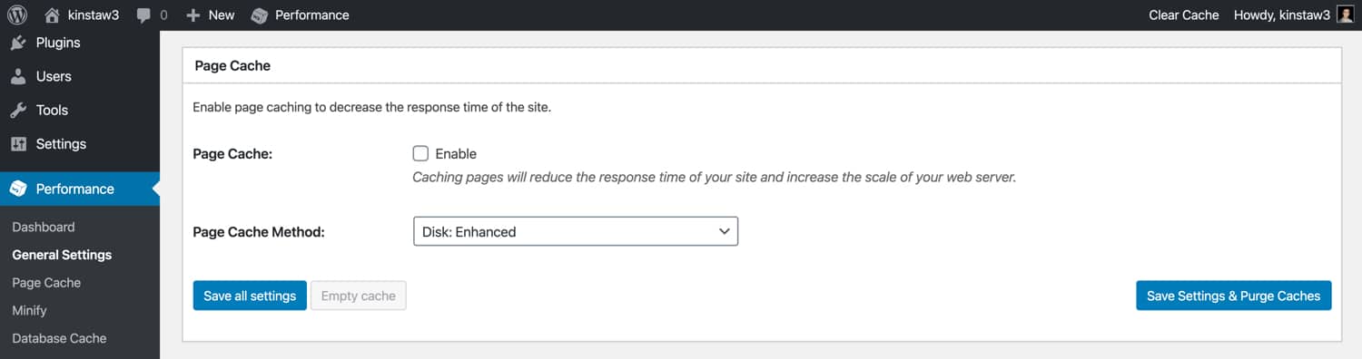 Enable page caching in W3TC.