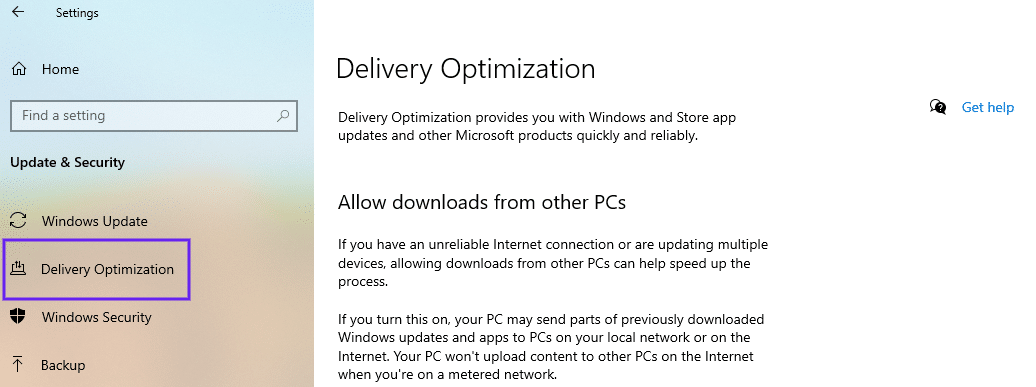 windows delivery optimization