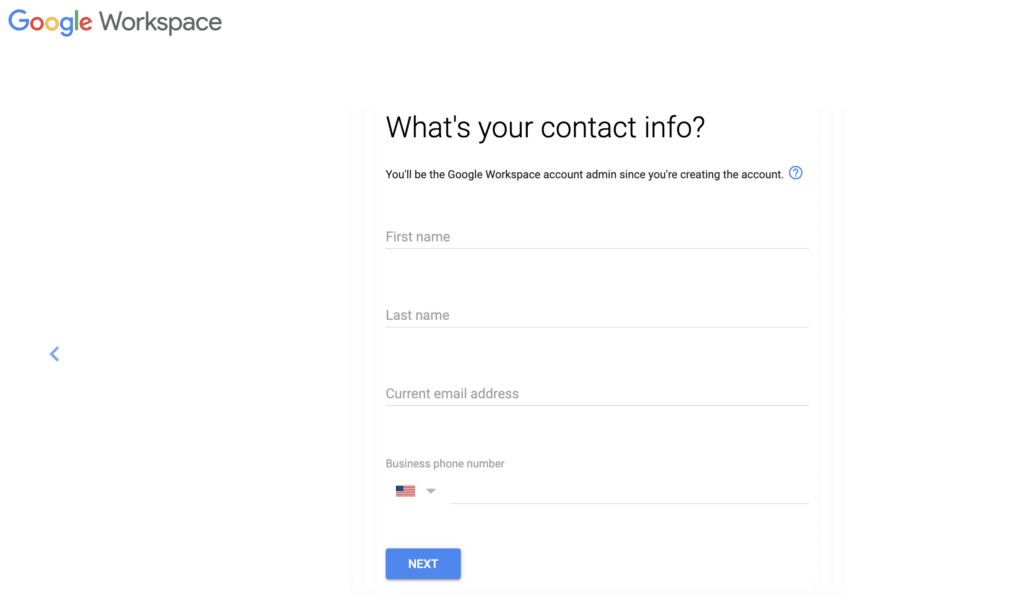 Google Workspace contact info