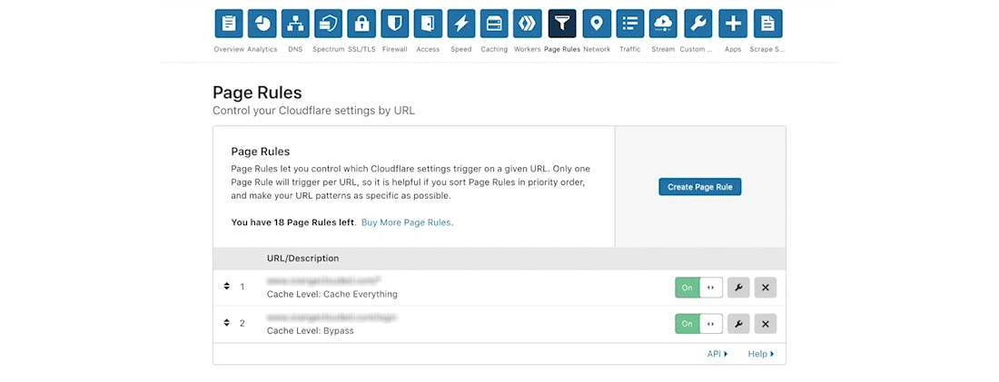 Configurando a regra da página 'Cache Tudo' em Cloudflare