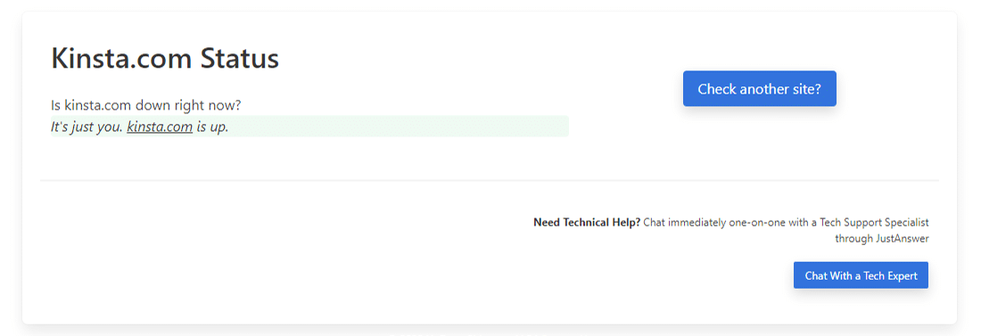Testing Kinsta.com on Down for Everyone or Just Me